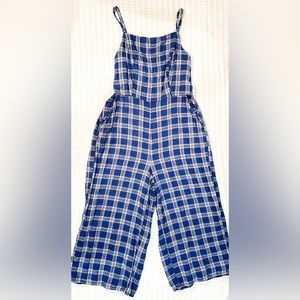 Old Navy Blue Plaid Jumpsuit. Size Medium.